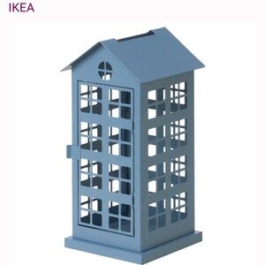 IKEA VINTERFEST Block Metal Candle Holder Blue 14"